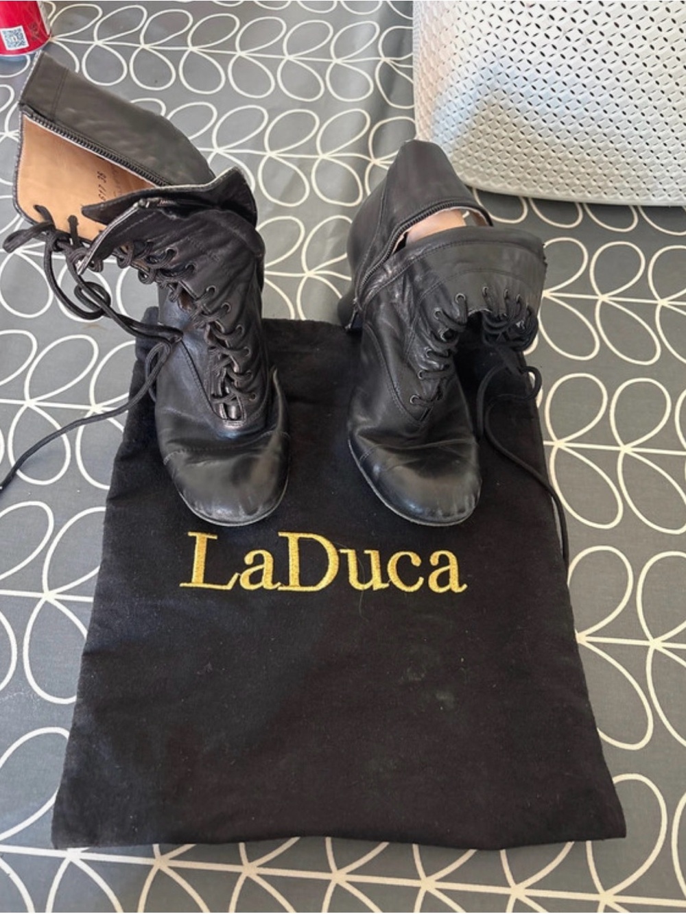 LaDuca Black Leather Lace-Up Women's Boots